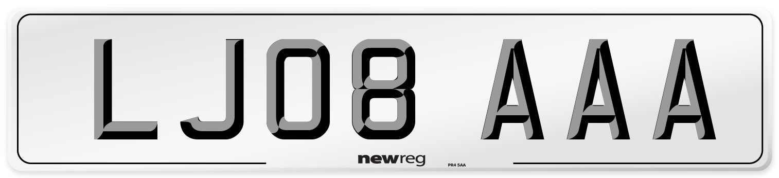 LJ08 AAA Number Plate from New Reg